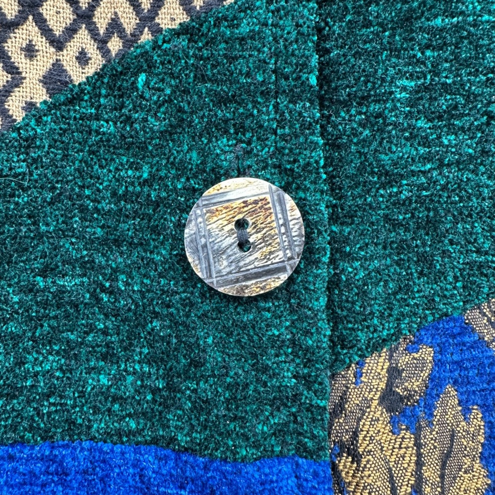 VTG Indigo Moon Patchwork Jacket Womens Large Art Lagenlook Tapestry Boho Whimsi - Picture 9 of 12